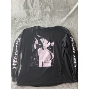 Lewd‎ Complex Mens Medium Black Pink Anime Girl Long Sleeve Graphic